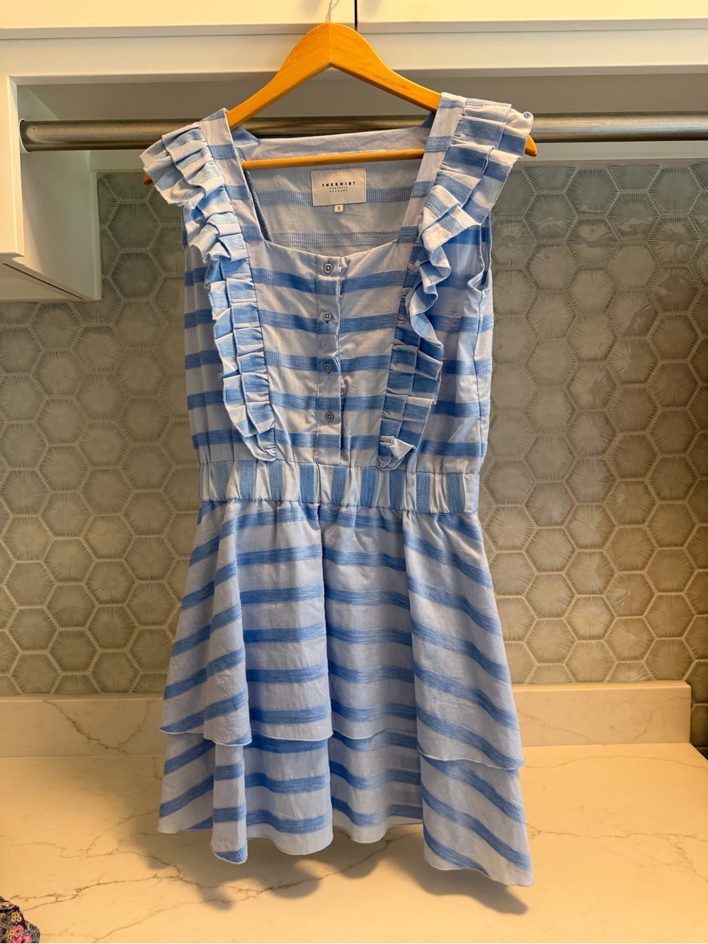 The Shirt Blue Ruffle Mini Dress size small